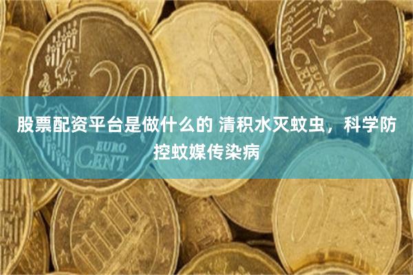 股票配资平台是做什么的 清积水灭蚊虫，科学防控蚊媒传染病