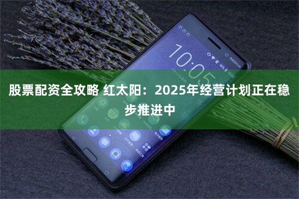 股票配资全攻略 红太阳：2025年经营计划正在稳步推进中